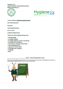 Teilnahmebescheinigung Hygieneschulung
