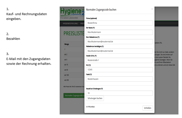 Zahlung Hygieneschulung